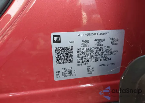 2024 Buick Encore Gx Preferred Awd из США, поврежденный, VIN KL4AMCSL1RB176214